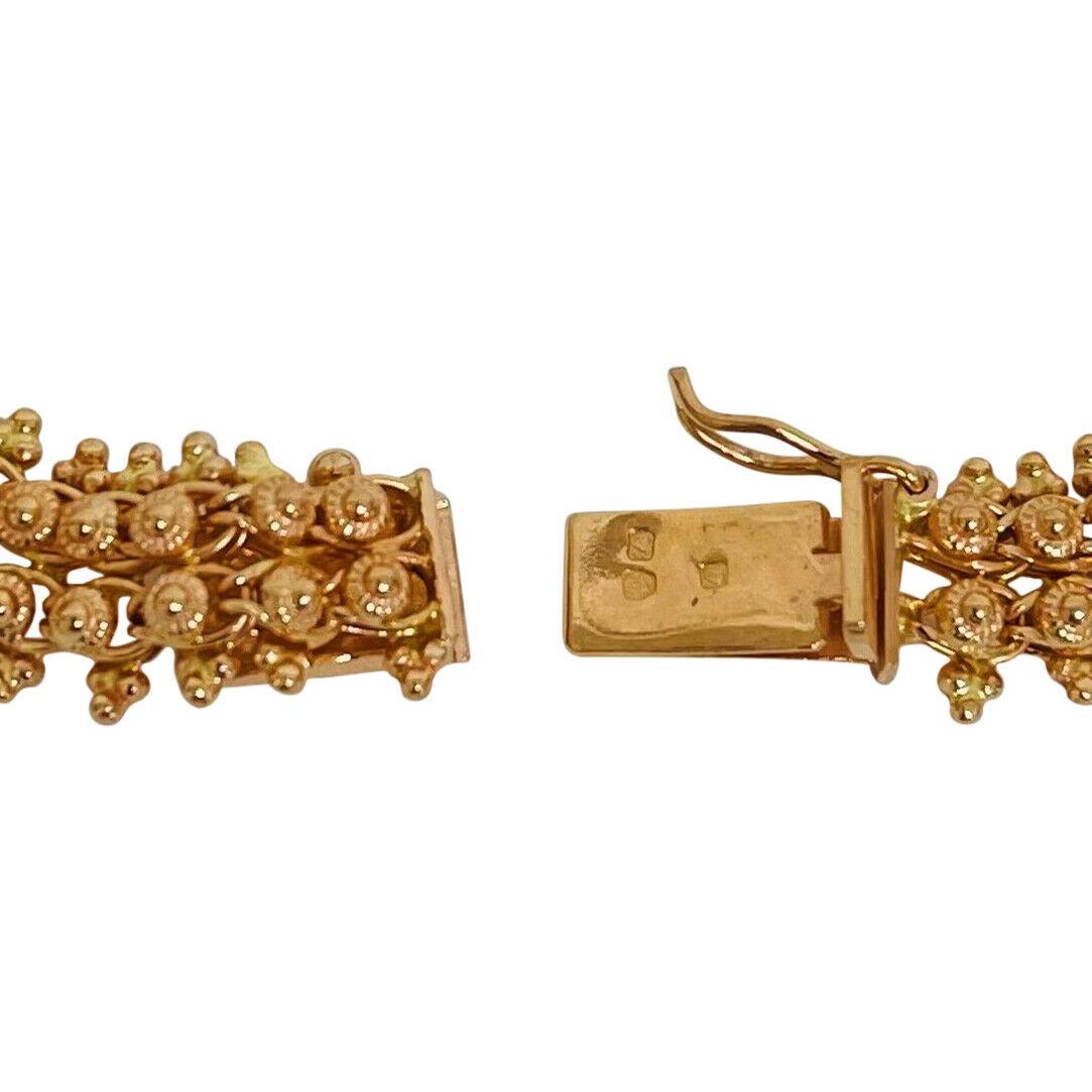 Women's 19 Karat Portuguese Yellow Gold Ladies Beaded Fancy Link Bracelet