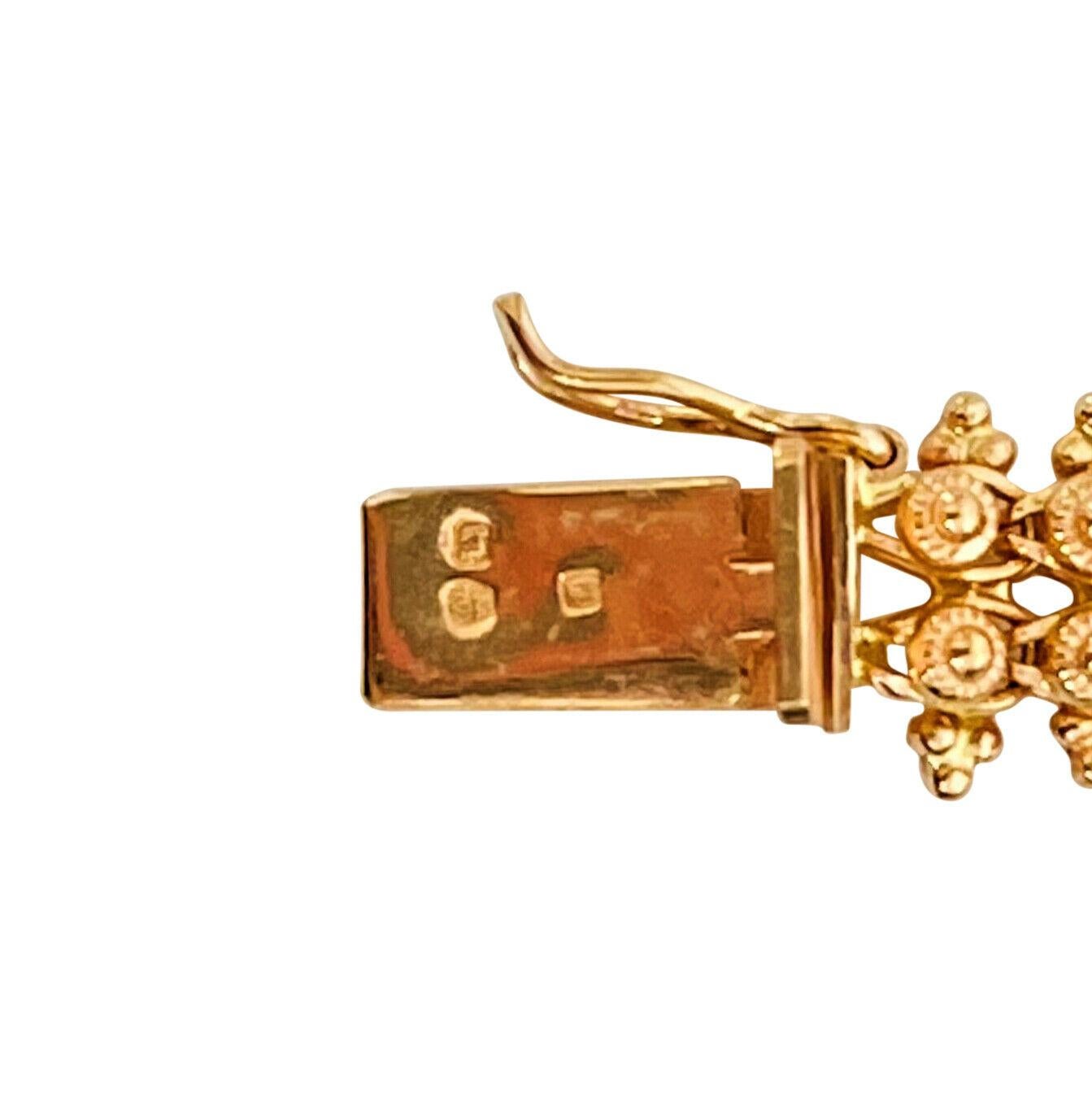 19 Karat Portuguese Yellow Gold Ladies Beaded Fancy Link Bracelet 1