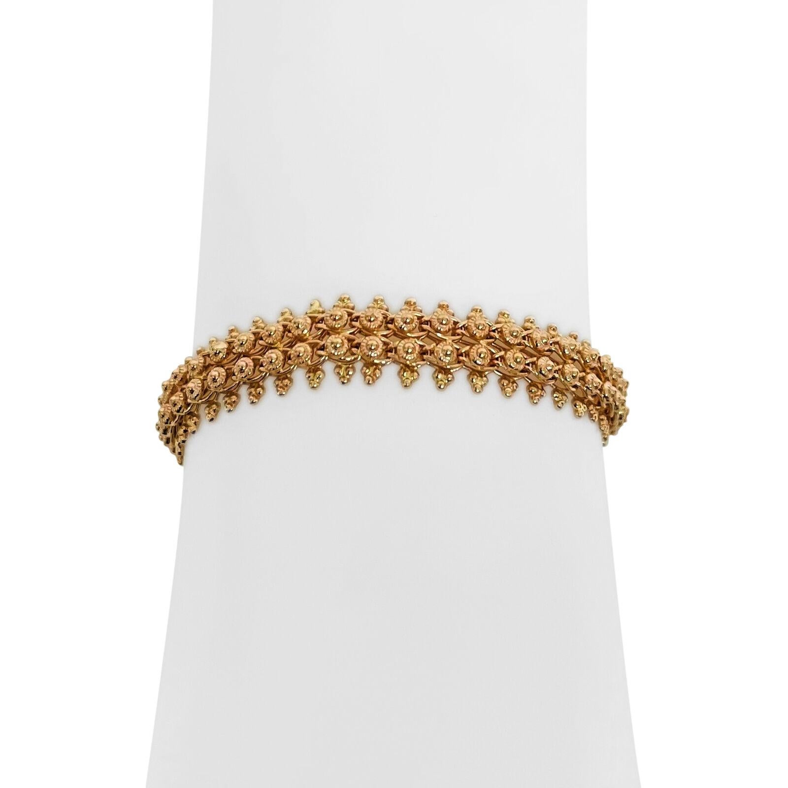 19 Karat Portuguese Yellow Gold Ladies Beaded Fancy Link Bracelet 2