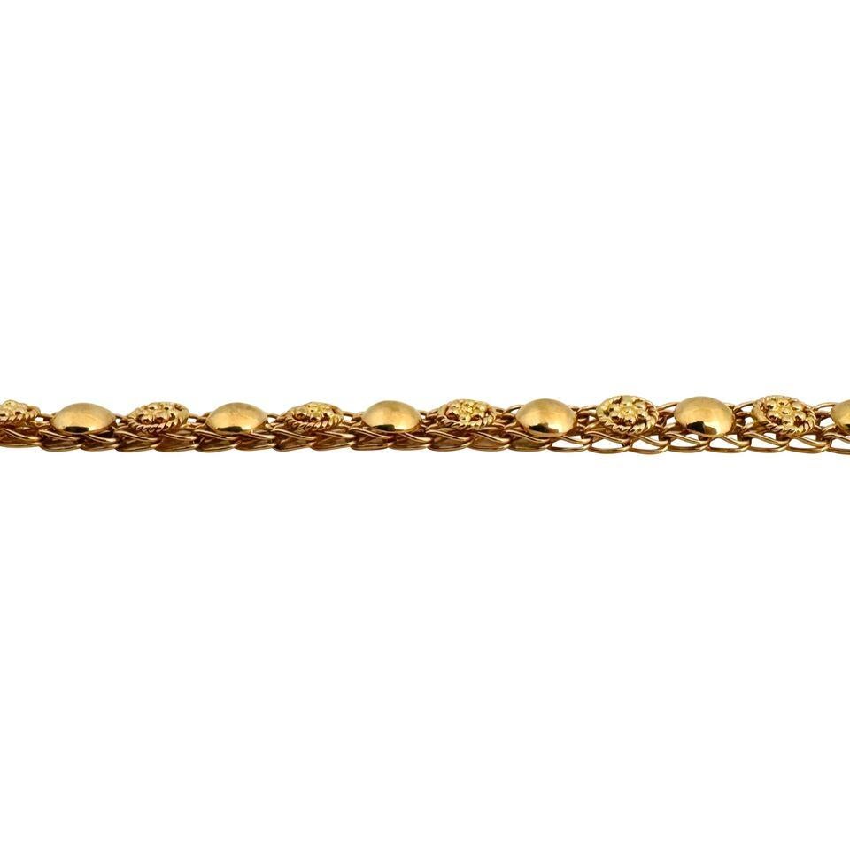 19 Karat Portuguese Yellow Gold Ladies Fancy Link Beaded Bracelet  In Good Condition In Guilford, CT