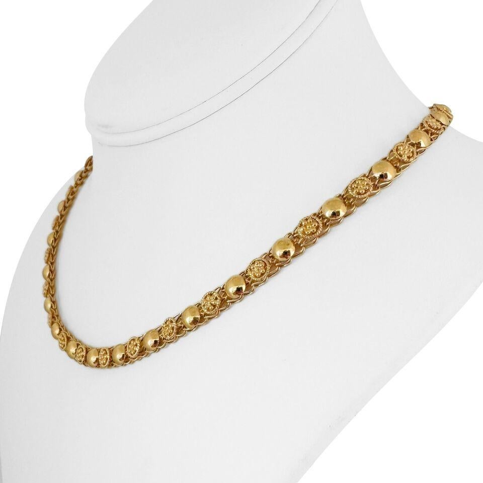19k Portuguese Yellow Gold 25.3g Ladies 5.5mm Fancy Link Beaded Necklace 17