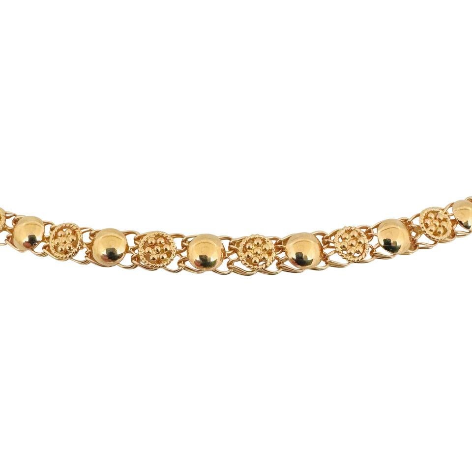 19. Karat Portugiesische Gelbgold Damen-Halskette mit Fancy-Gliederperlen-Halskette  im Zustand „Gut“ in Guilford, CT