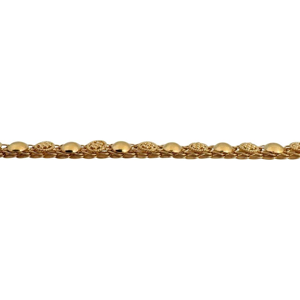 Women's 19 Karat Portuguese Yellow Gold Ladies Fancy Link Beaded Necklace  For Sale