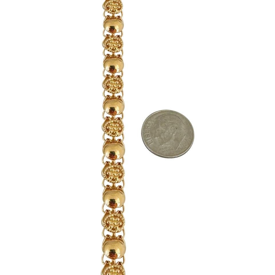 19. Karat Portugiesische Gelbgold Damen-Halskette mit Fancy-Gliederperlen-Halskette  2