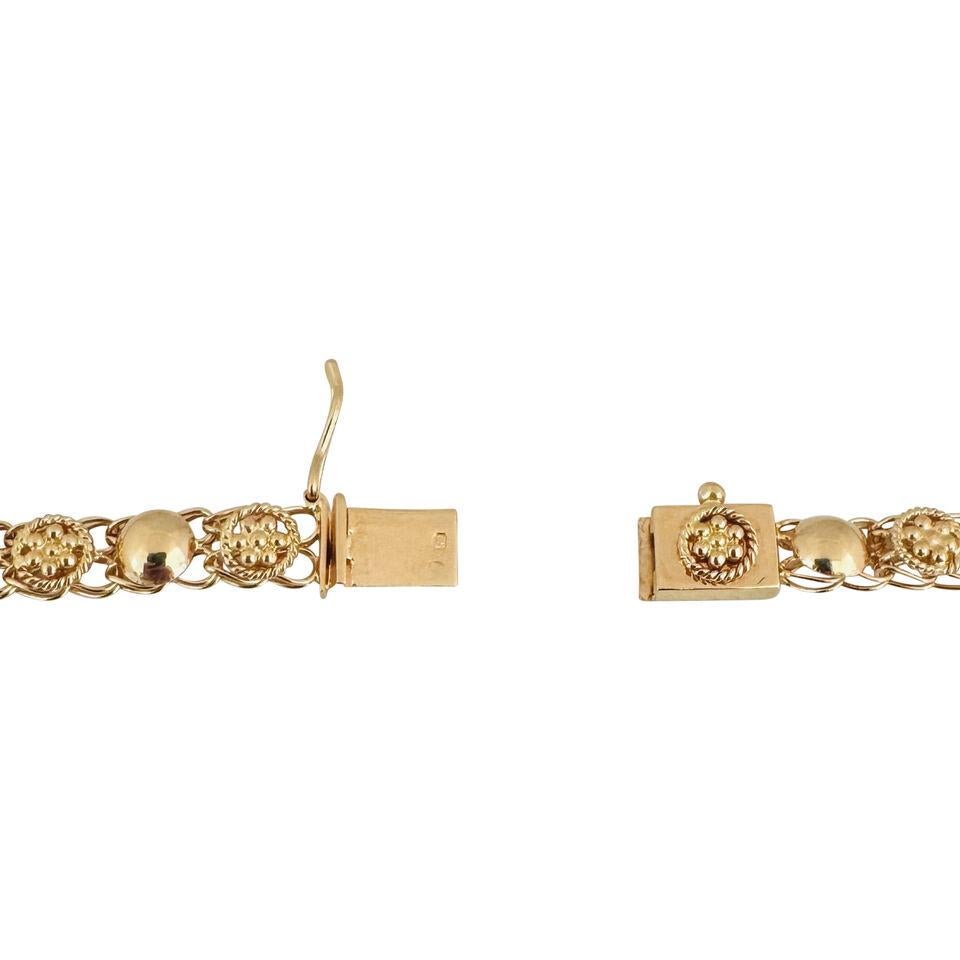 19. Karat Portugiesische Gelbgold Damen-Halskette mit Fancy-Gliederperlen-Halskette  3