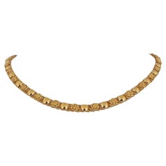 19. Karat Portugiesische Gelbgold Damen-Halskette mit Fancy-Gliederperlen-Halskette 