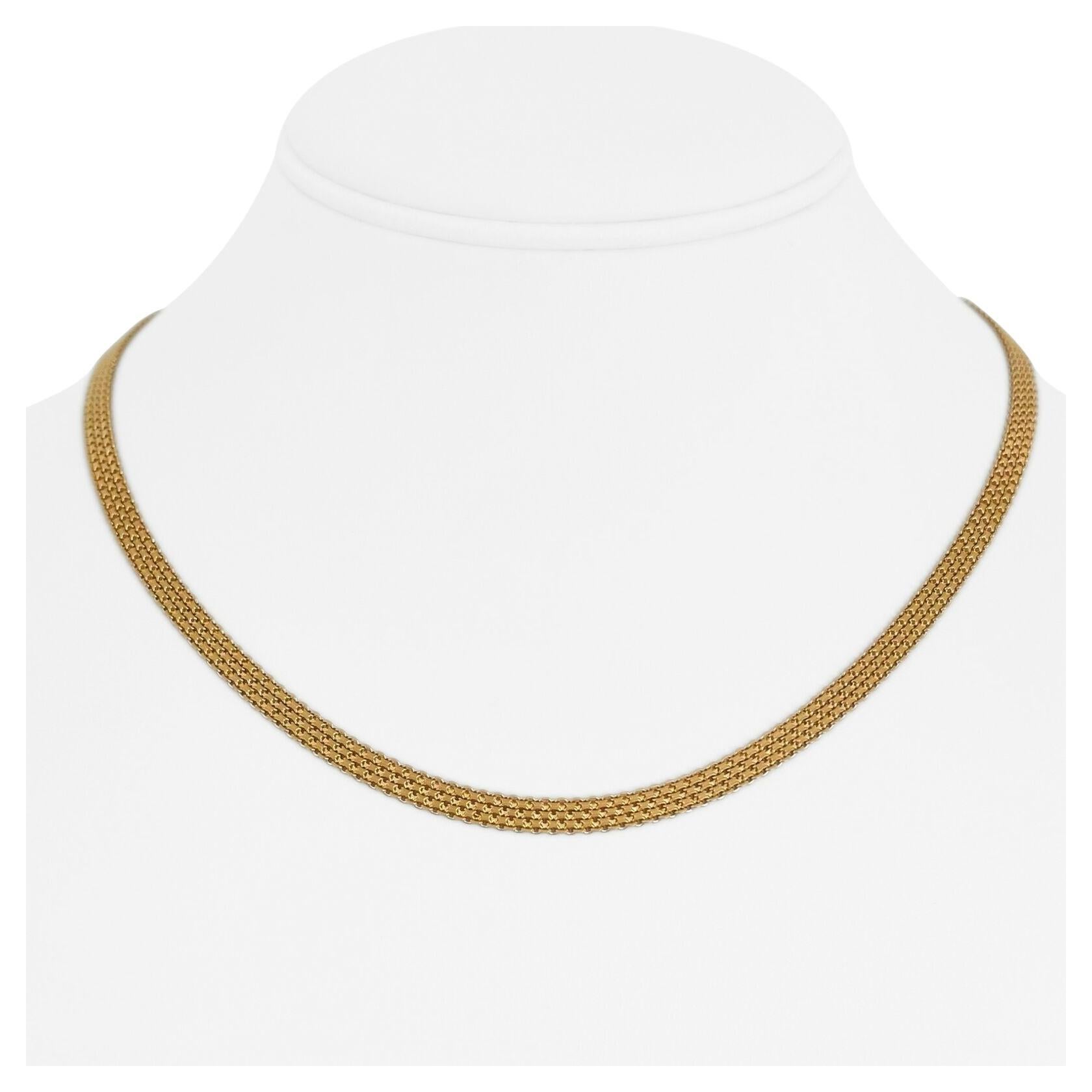 19 Karat Portuguese Yellow Gold Ladies Fancy Mesh Link Necklace