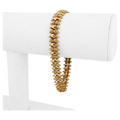 Bracelet à maillons fantaisie en or jaune portugais 19 carats à fleurs pour femmes