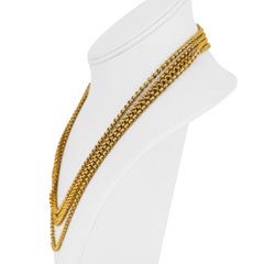 19 Karat Portuguese Yellow Gold Long Rolo Cable Link Chain Necklace