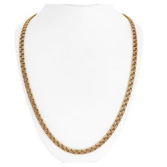 19 Karat Portuguese Yellow Gold Solid Double Curb Chino Link Chain Necklace