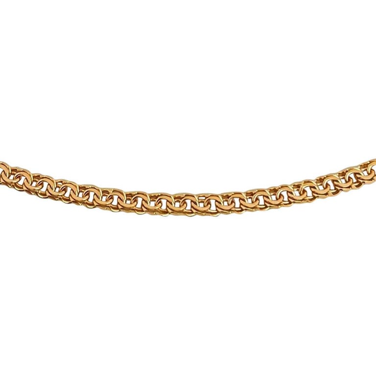 19 Karat Portuguese Yellow Gold Solid Double Curb Link Chain Necklace  In Good Condition In Brandford, CT
