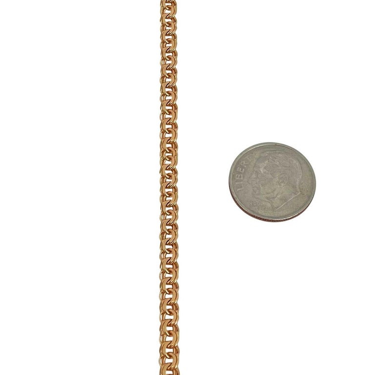 Women's or Men's 19 Karat Portuguese Yellow Gold Solid Double Curb Link Chain Necklace For Sale