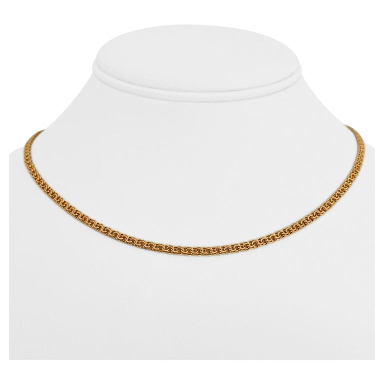19 Karat Portuguese Yellow Gold Solid Double Curb Link Chain Necklace 