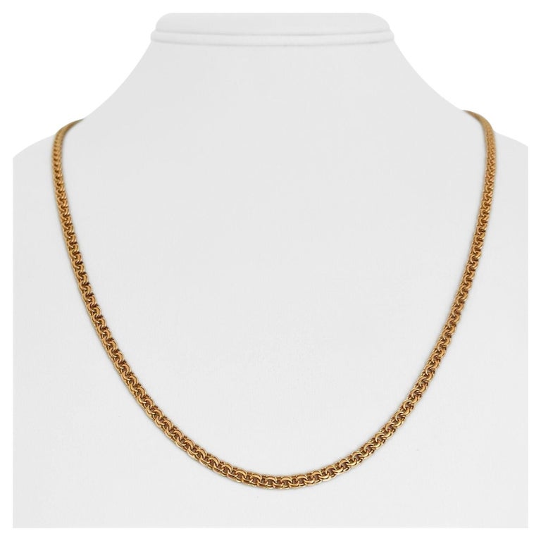 19 Karat Portuguese Yellow Gold Solid Double Curb Link Chain Necklace For Sale