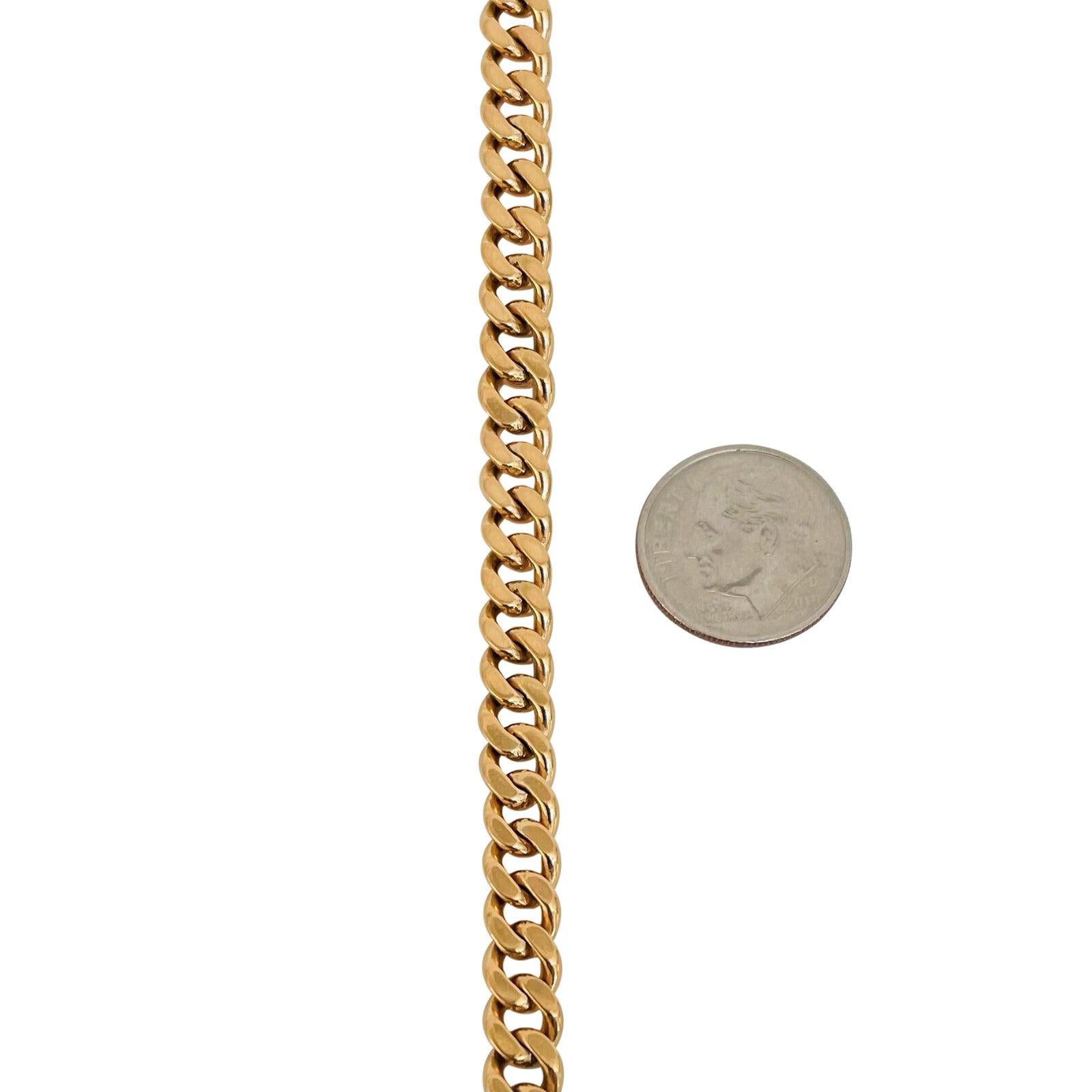 19 Karat Portuguese Yellow Gold Solid Ladies Curb Link Bracelet In Good Condition In Guilford, CT