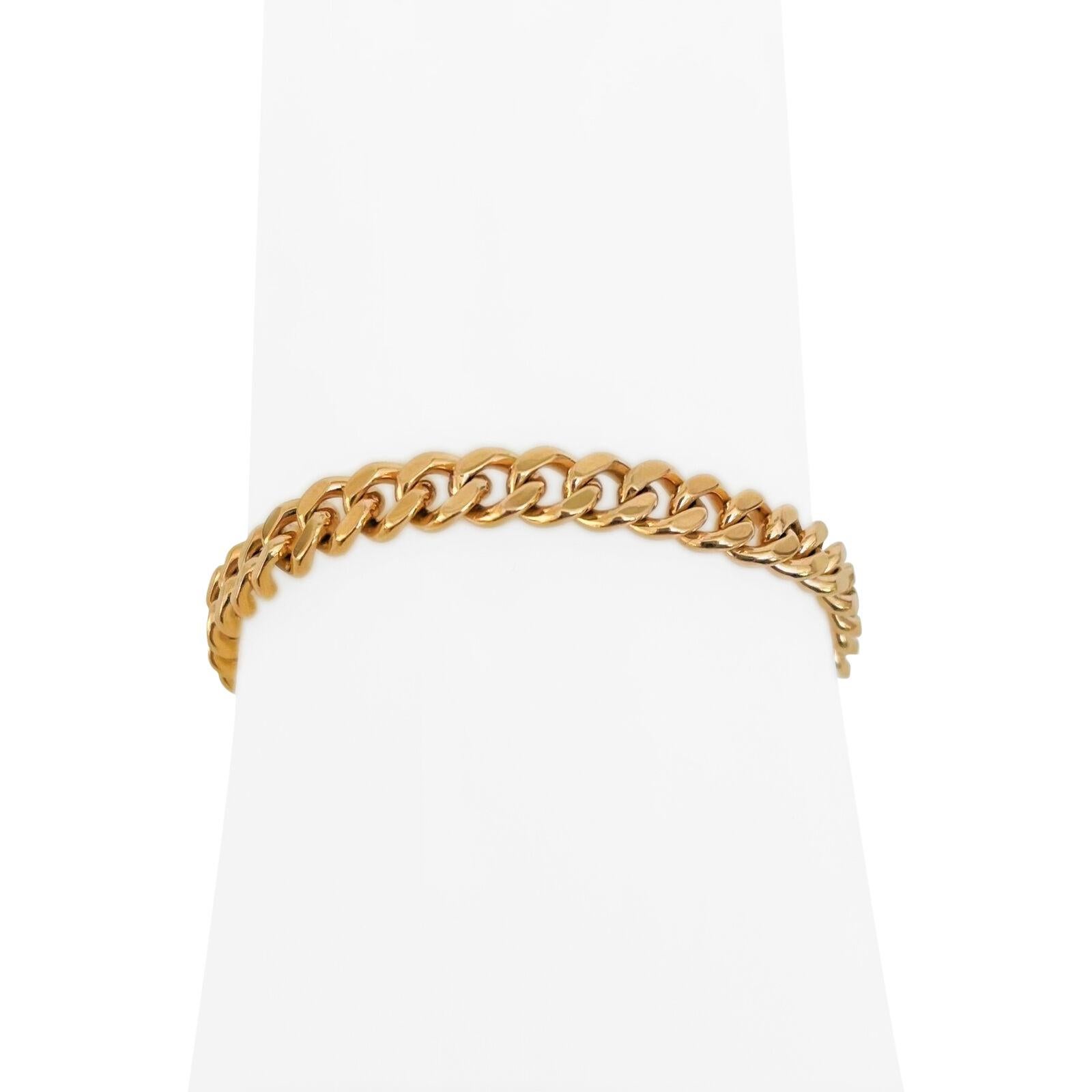 19 Karat Portuguese Yellow Gold Solid Ladies Curb Link Bracelet 2