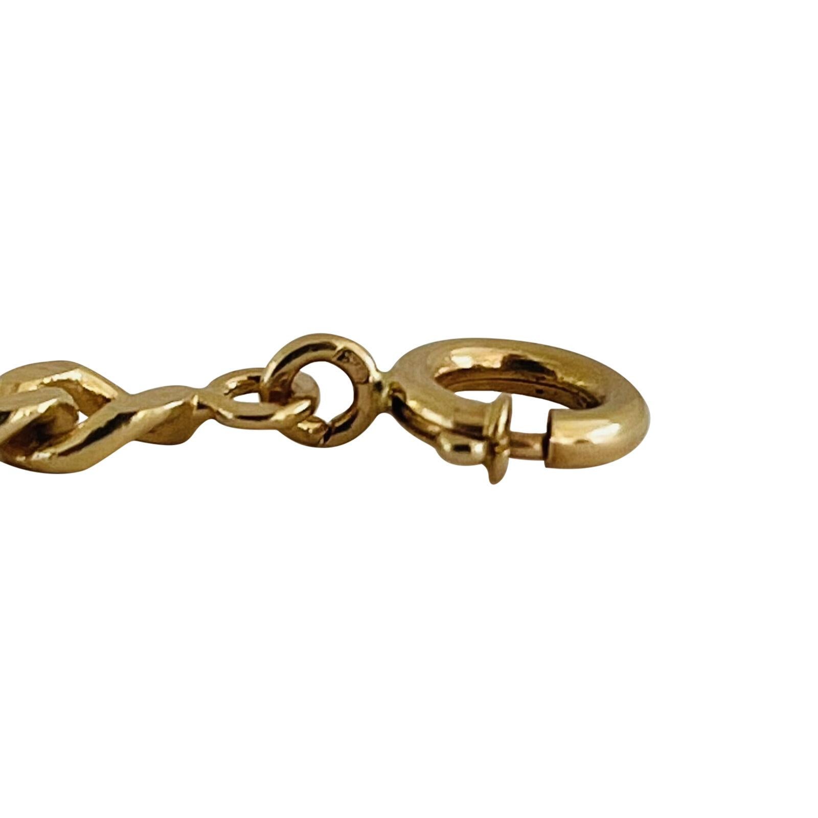 19 Karat Portuguese Yellow Gold Solid Men's Figaro Link Bracelet In Good Condition In Guilford, CT