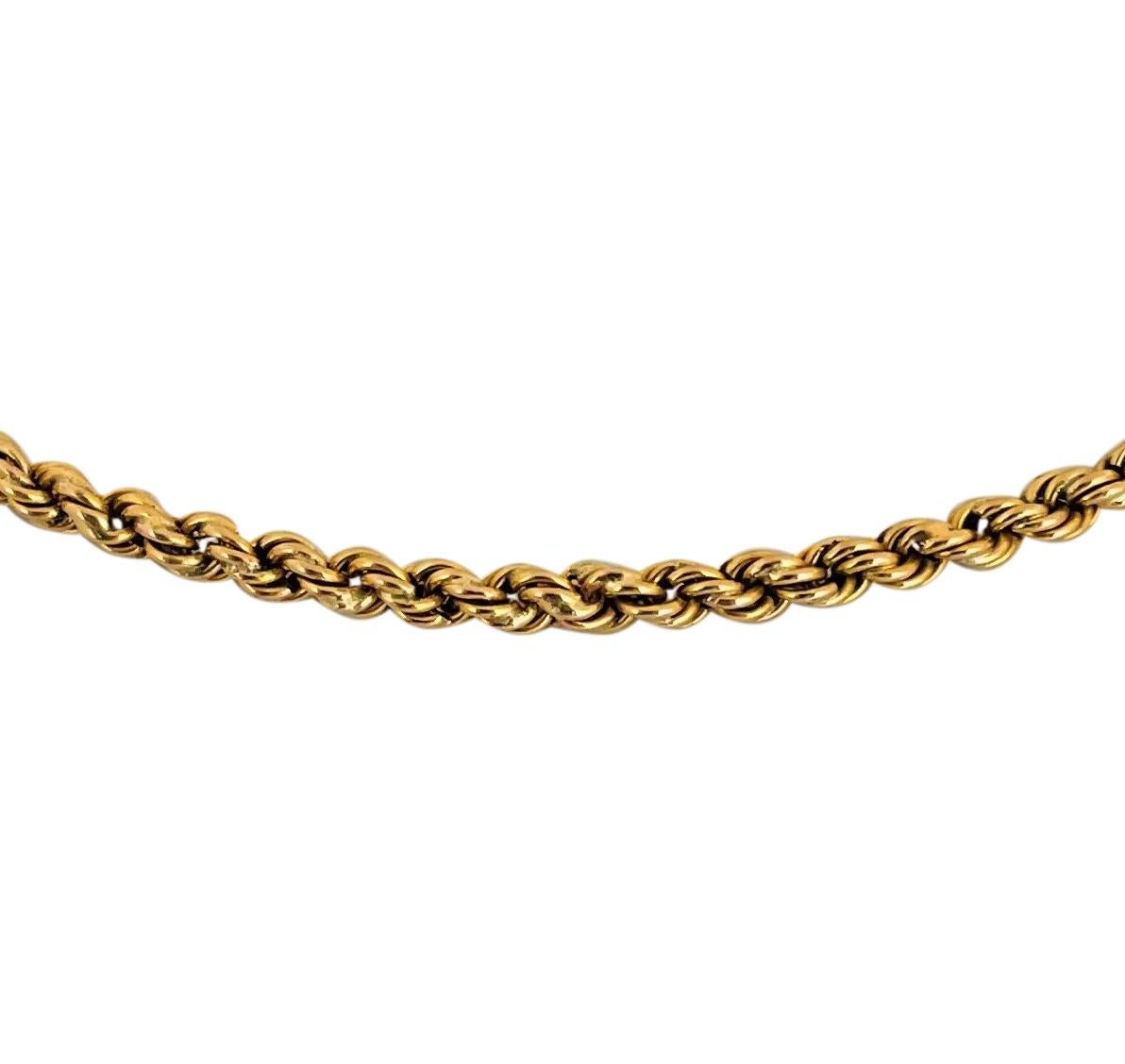 19 Karat Portuguese Yellow Gold Solid Rope Chain Necklace In Good Condition In Guilford, CT