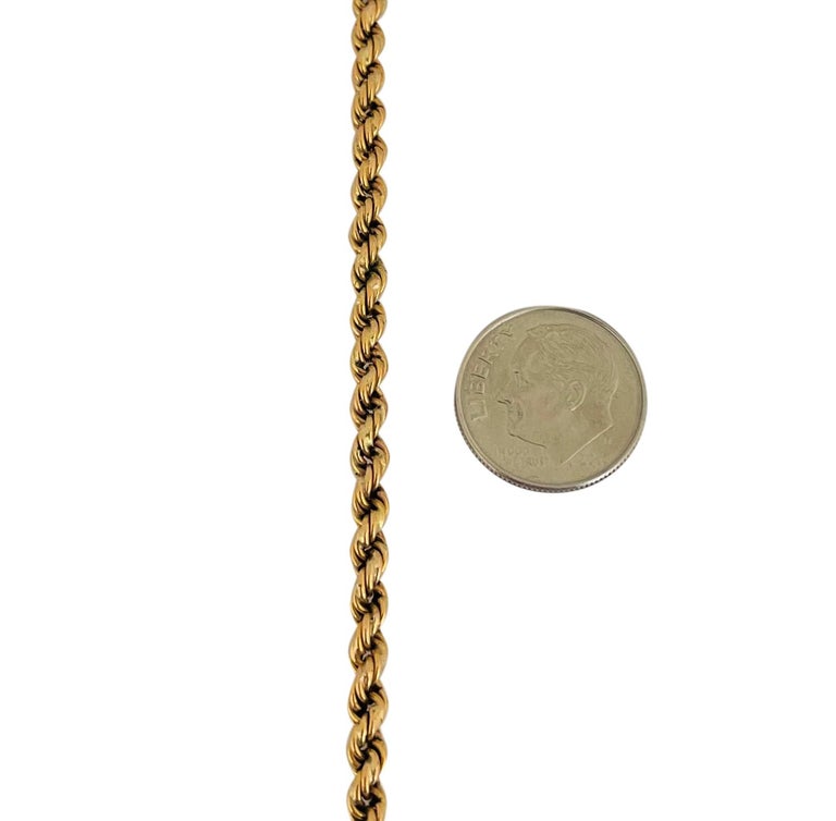 19 Karat Portuguese Yellow Gold Solid Rope Chain Necklace For Sale 2