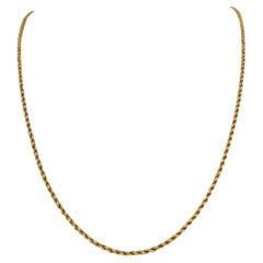 19 Karat Portuguese Yellow Gold Solid Rope Chain Necklace 