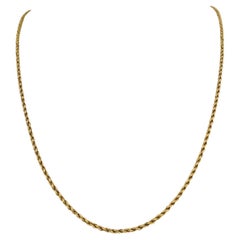 19 Karat Portuguese Yellow Gold Solid Rope Chain Necklace