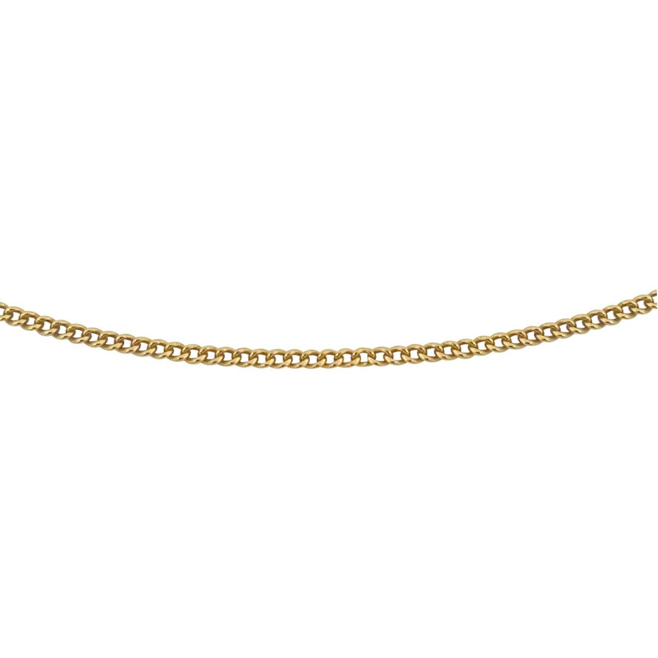 19 Karat Portuguese Yellow Gold Solid Thin Curb Link Chain Necklace  In Good Condition In Guilford, CT