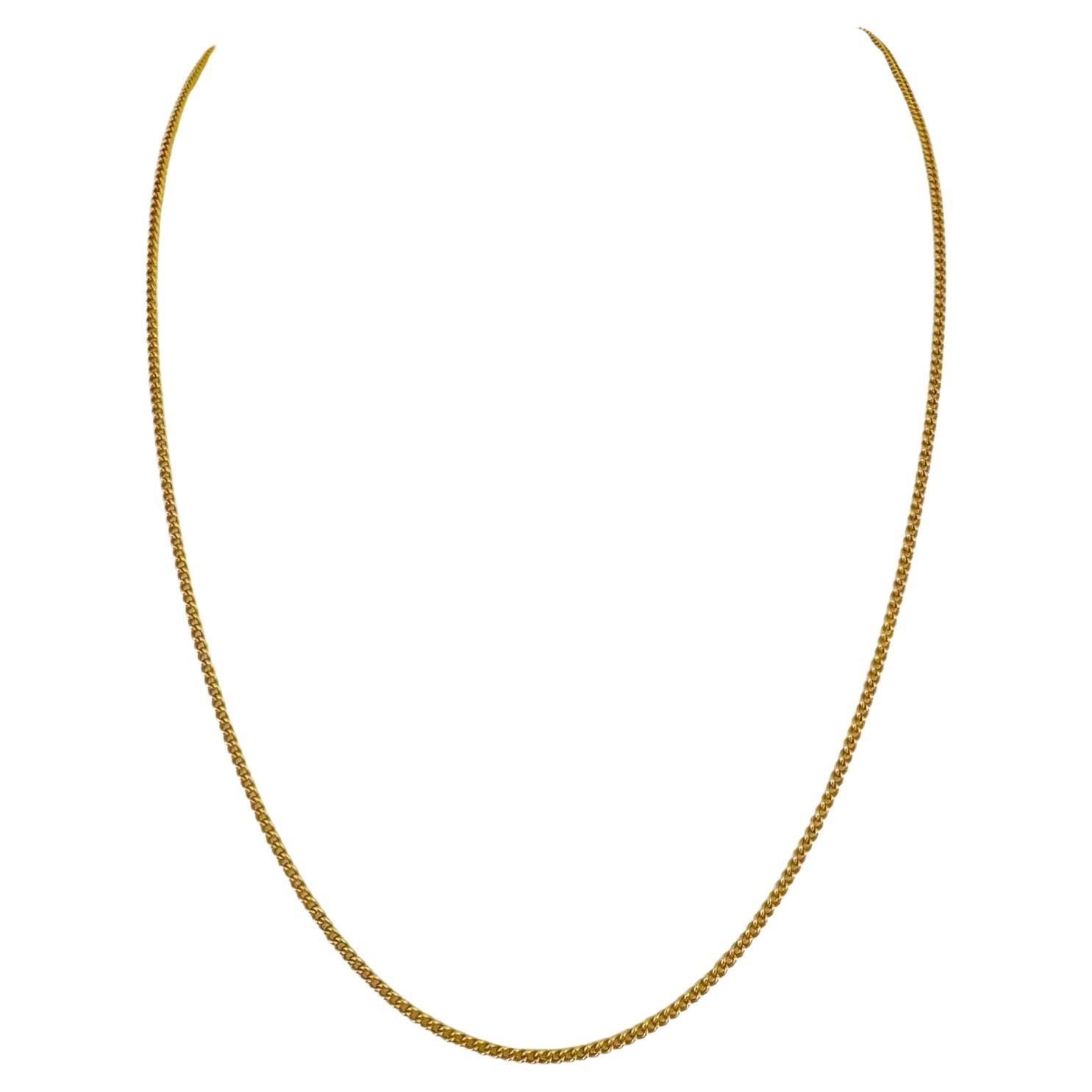 19 Karat Portuguese Yellow Gold Solid Thin Curb Link Chain Necklace 