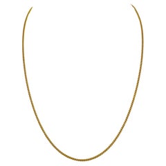 19 Karat Portuguese Yellow Gold Solid Thin Curb Link Chain Necklace 
