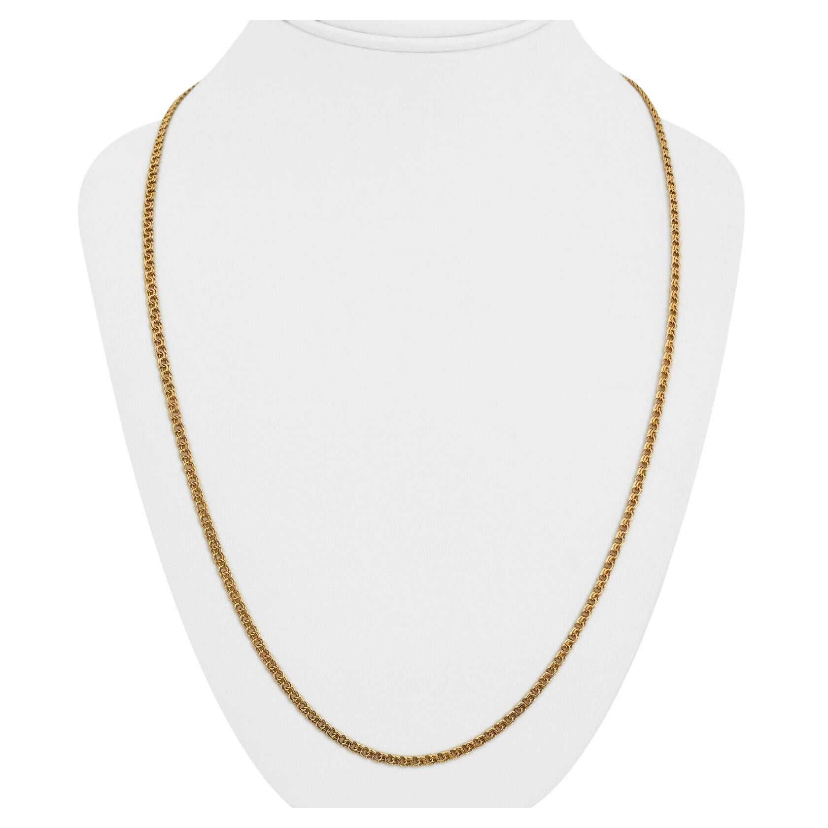 19 Karat Portuguese Yellow Gold Solid Thin Double Curb Link Necklace