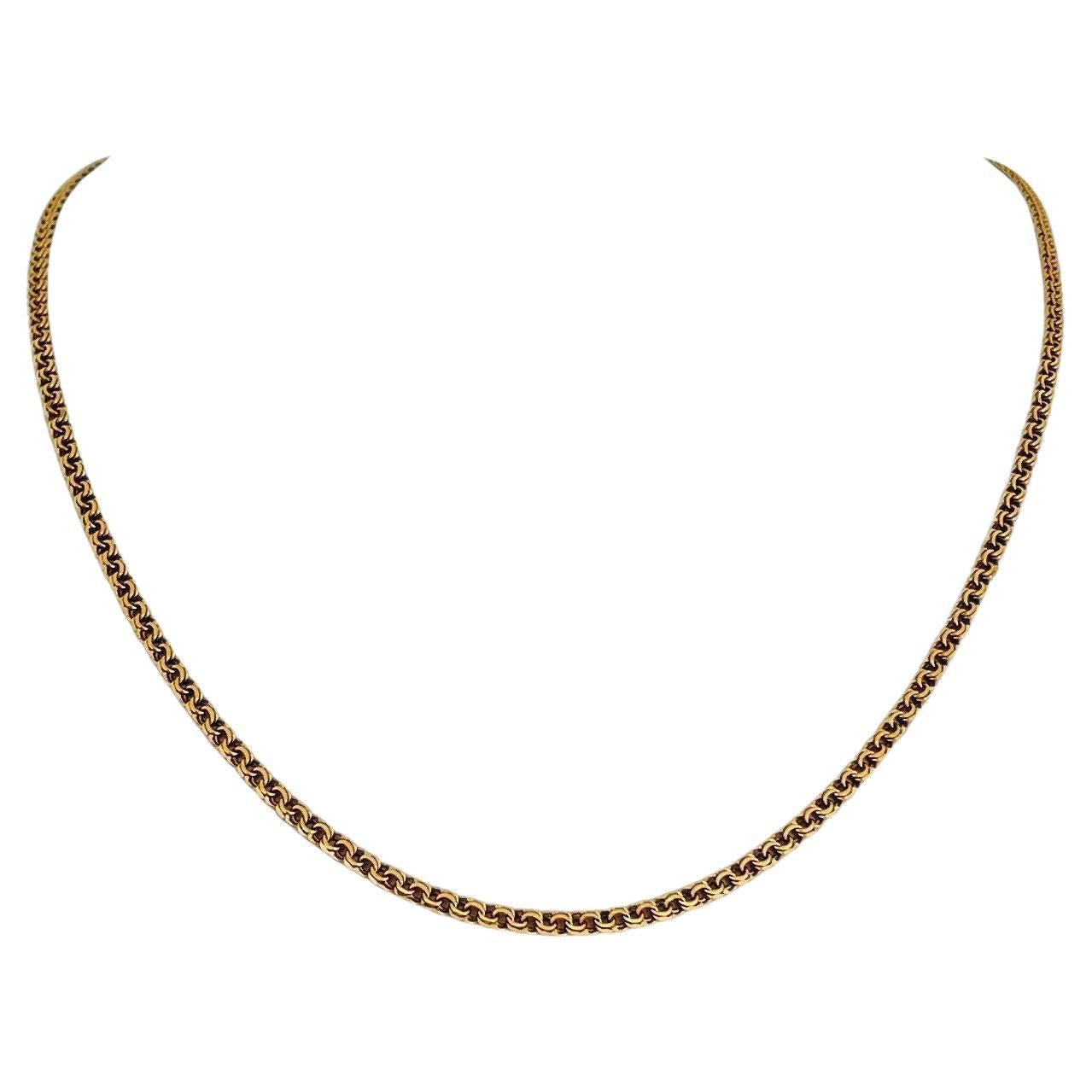 19 Karat Portuguese Yellow Gold Thin Double Circle Link Chain Necklace