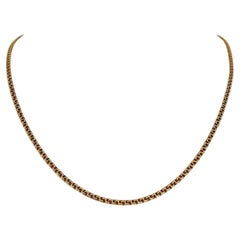 19 Karat Portuguese Yellow Gold Thin Double Circle Link Chain Necklace