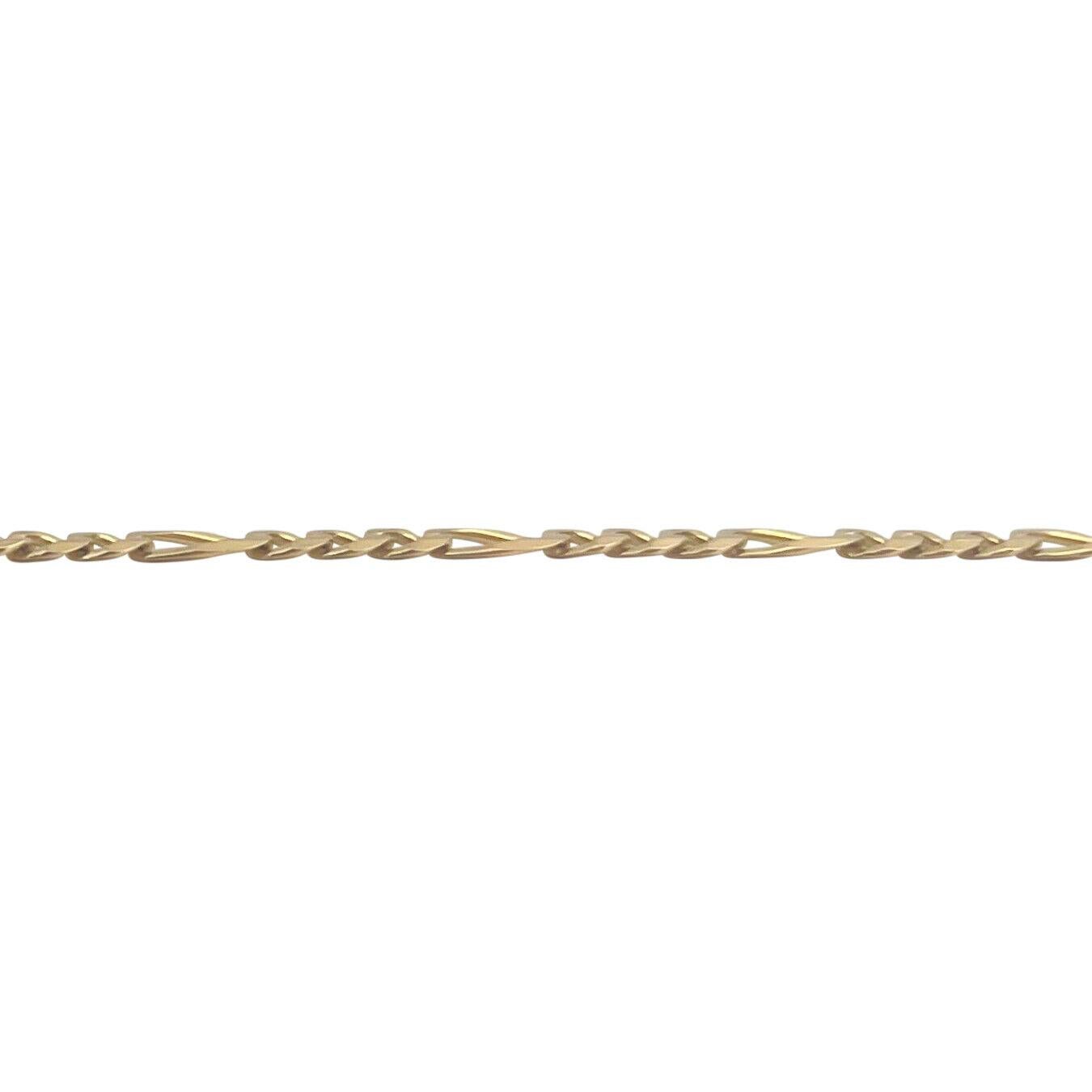19 Karat Portuguese Yellow Gold Thin Figaro Link Chain Necklace  In Good Condition In Guilford, CT