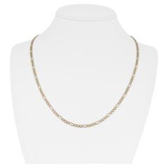 19 Karat Portuguese Yellow Gold Thin Figaro Link Chain Necklace 