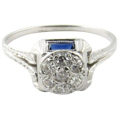 19 Karat White Gold Diamond and Sapphire Ring