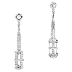 19 Karat White Gold Platinum Diamonds Mammoth Ivory Chandelier Earrings