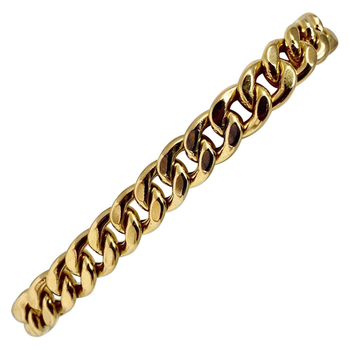 19 Karat Yellow Gold Hollow Cuban Curb Link Bracelet