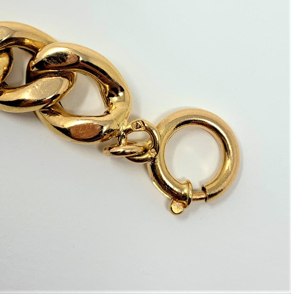19 Karat Yellow Gold Hollow Cuban Curb Link Chain Bracelet 1