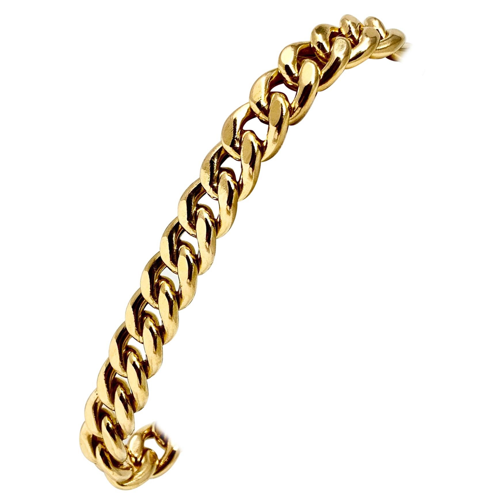 19 Karat Yellow Gold Hollow Cuban Curb Link Chain Bracelet