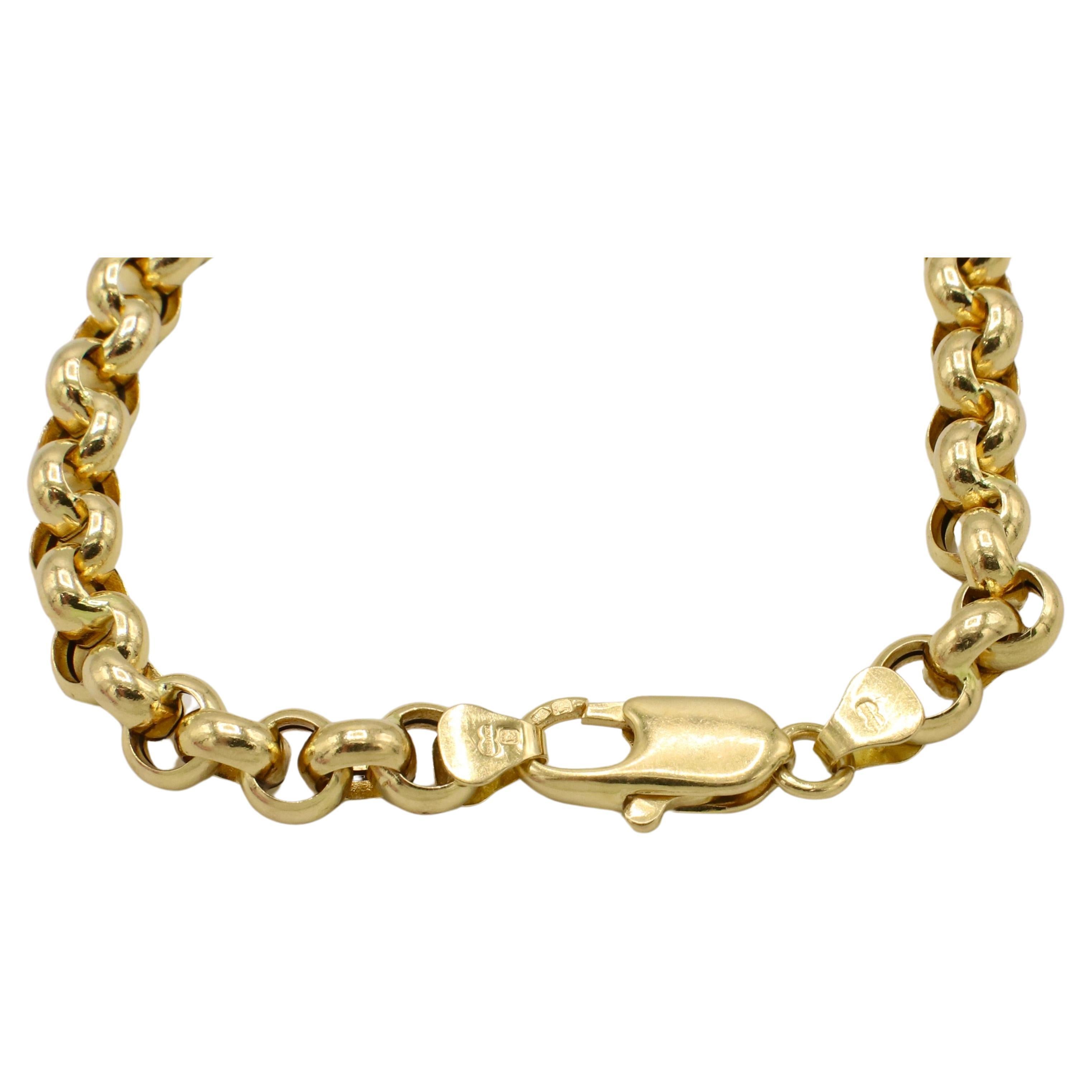19 Karat Yellow Gold Rolo Link Chain Bracelet  In Excellent Condition For Sale In  Baltimore, MD
