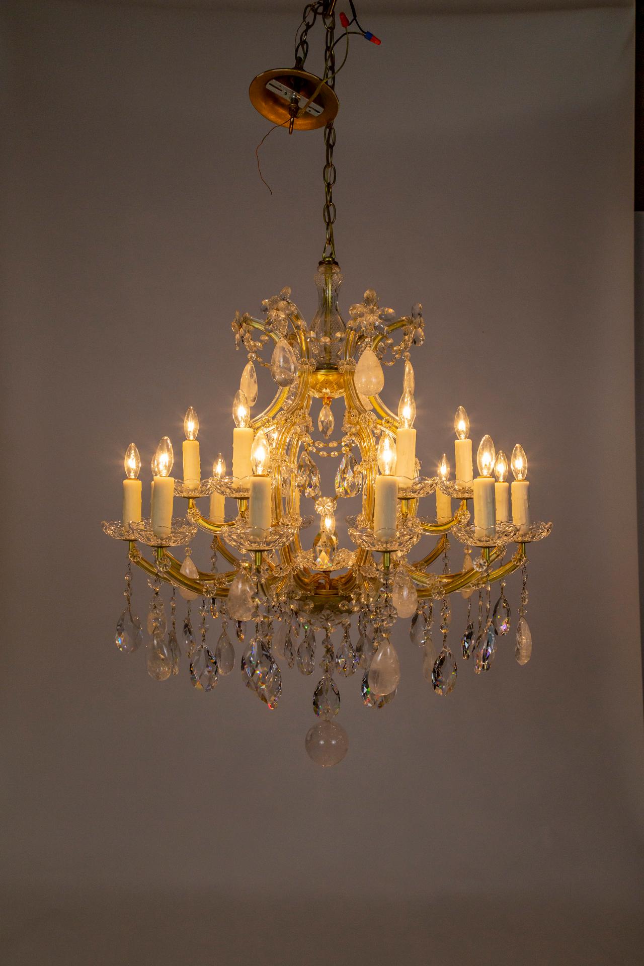 19-Light Rock Crystal Maria Theresa Chandelier For Sale 5