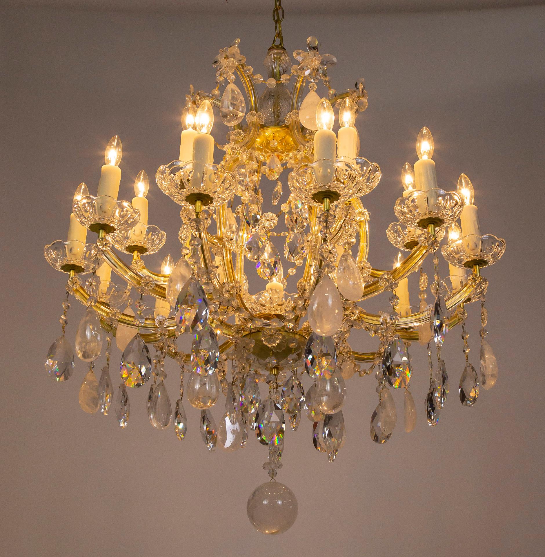 19-Light Rock Crystal Maria Theresa Chandelier For Sale 6