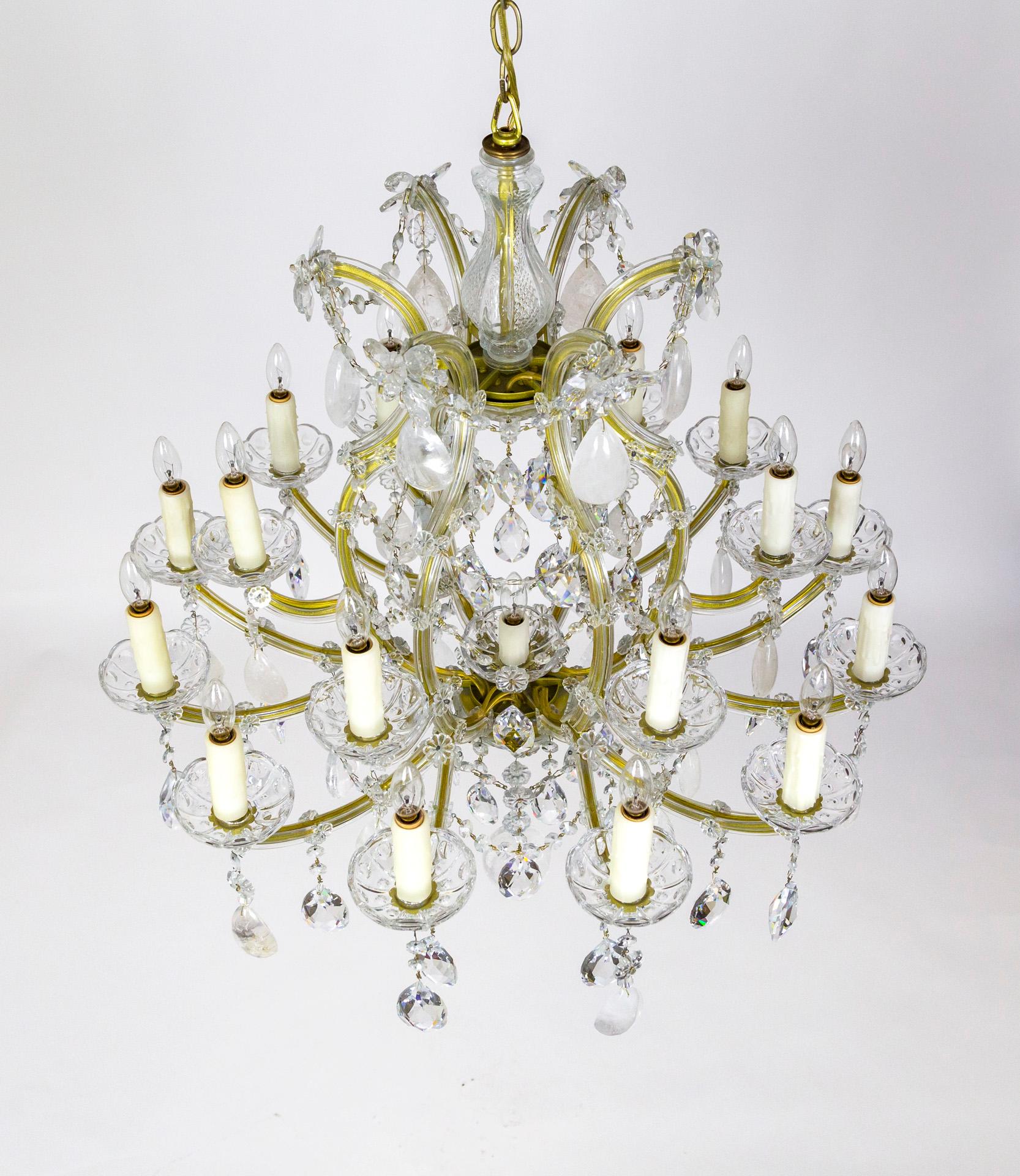 19-Light Rock Crystal Maria Theresa Chandelier In Good Condition For Sale In San Francisco, CA