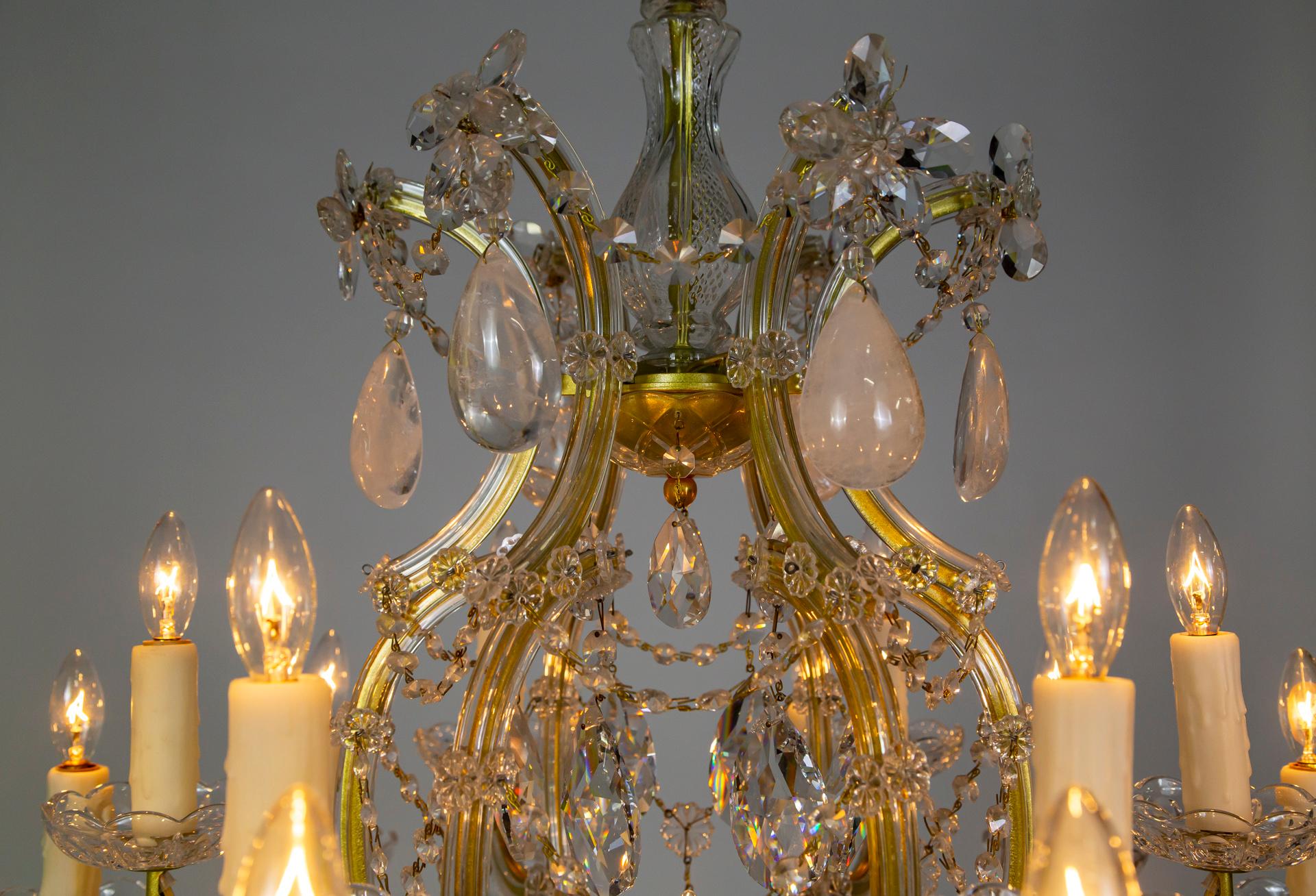 19-Light Rock Crystal Maria Theresa Chandelier For Sale 3