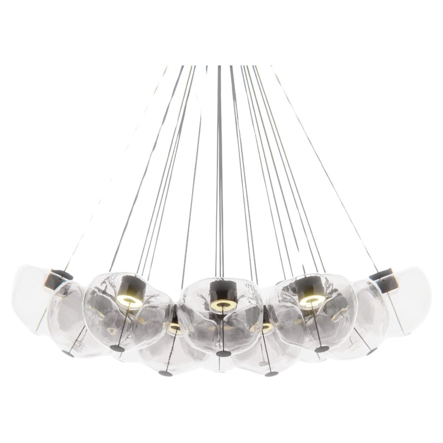 19 lights artistic Murano glass chandelier with amorphous glass spheres For Sale