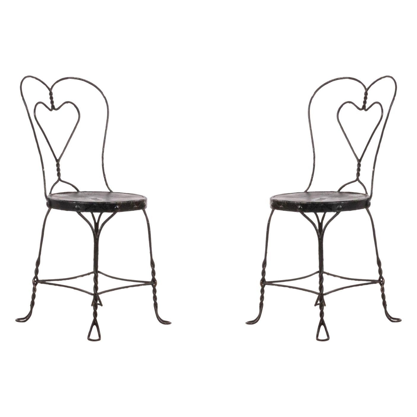 19 Outdoor VIctorian Heart Shaped Wire Chairs For Sale