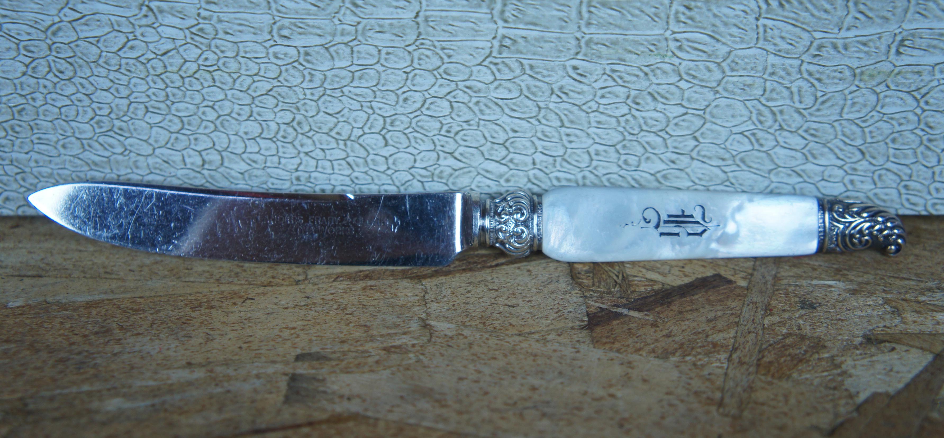 19 Pc Landers Frary & Clark Sterling Silver Mother of Pearl Flatware Knife Fork 5