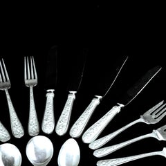 19 Pc Sterling Silver S. Kirk Stieff Rose Repousse Floral Flatware, 19th Century