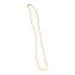 19" Pearl Strand Necklace 6mm Beads With Gold Clasp