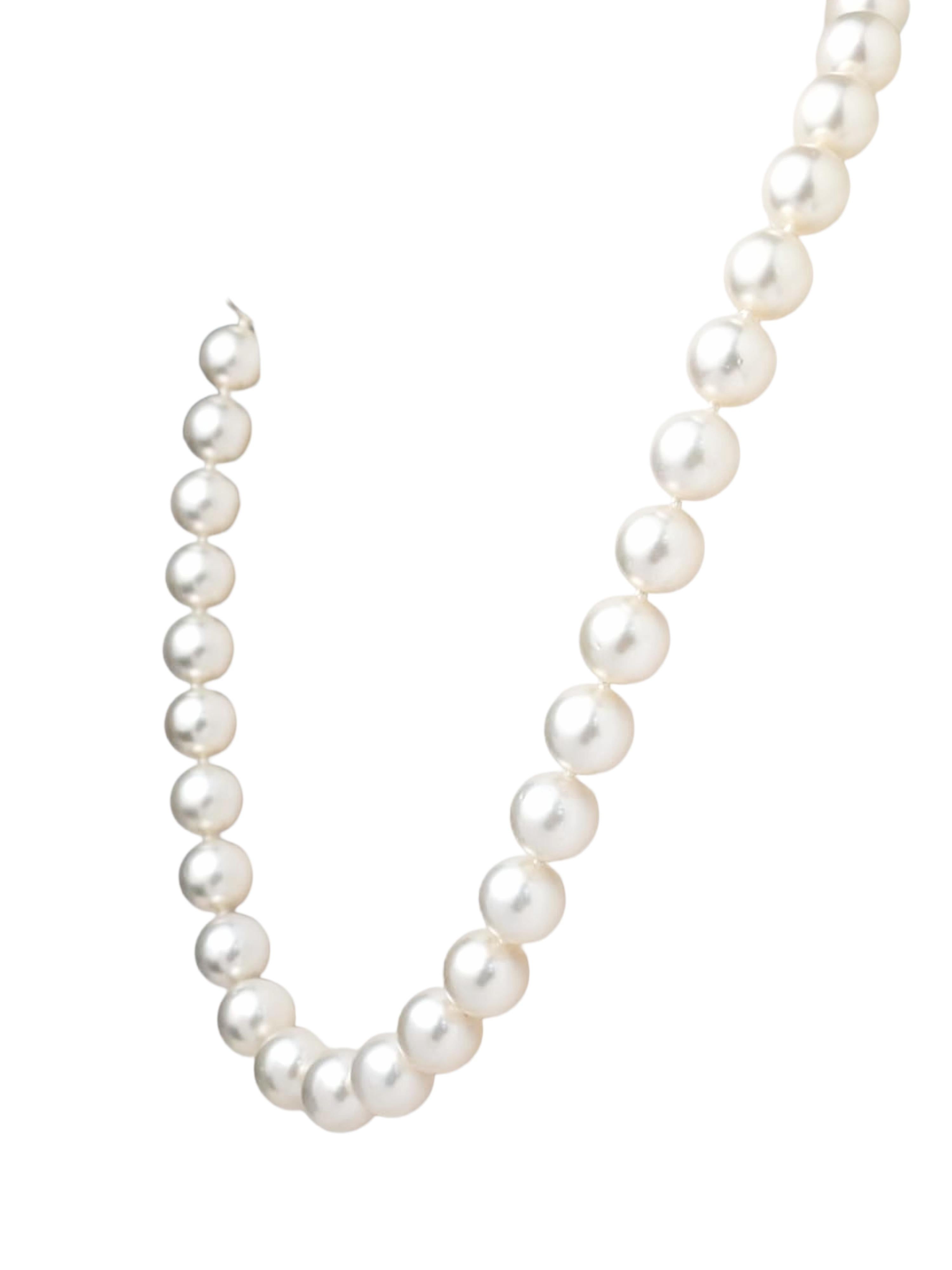 Taille ronde Collier de perles des mers du Sud en or blanc 14K de 19 pouces en vente