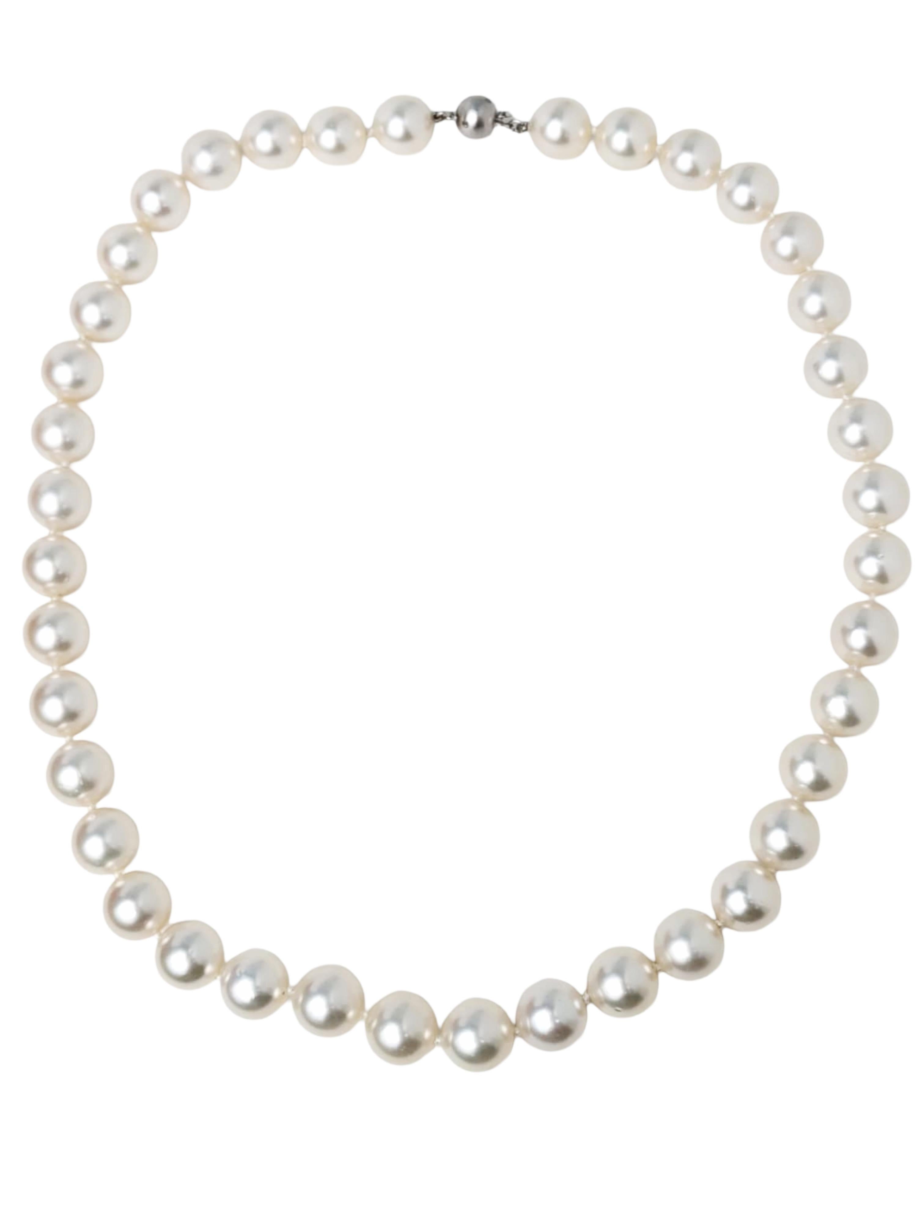 Collier de perles des mers du Sud en or blanc 14K de 19 pouces Neuf - En vente à New York, NY